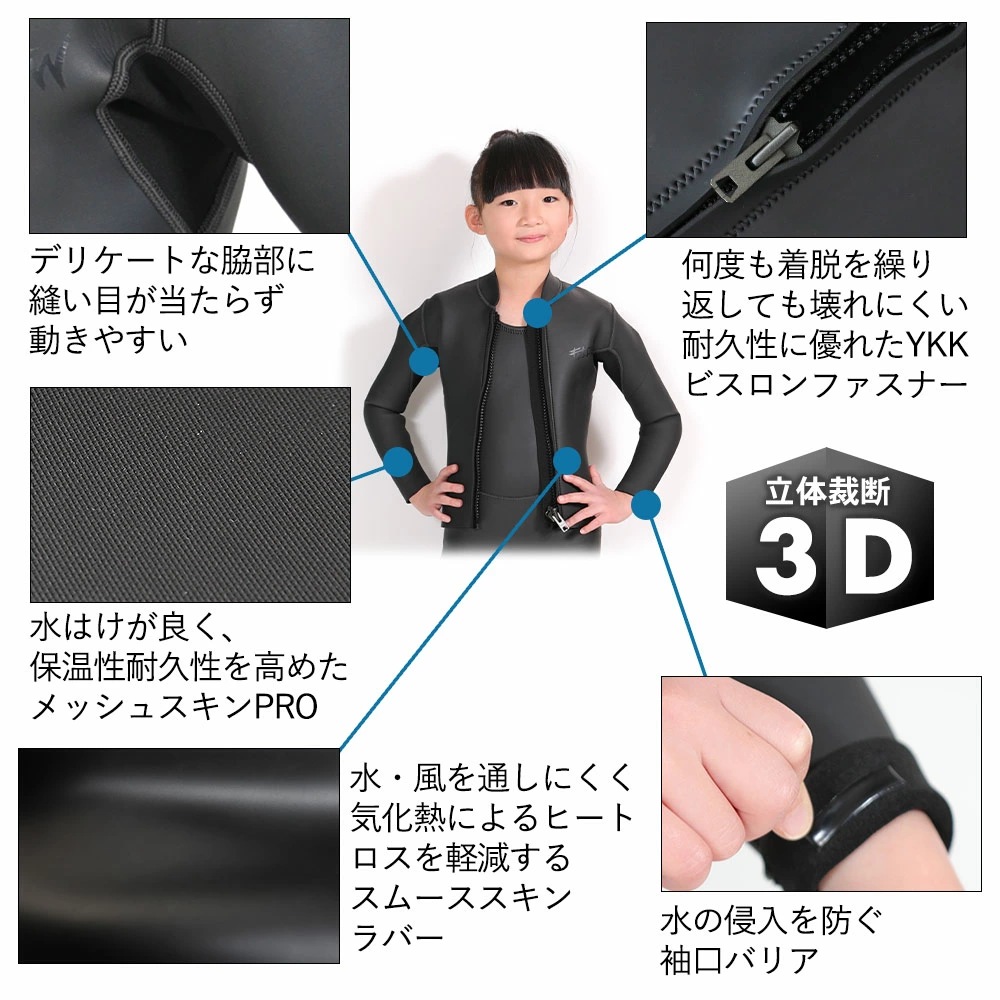 FELLOW キッズ ロングジョン＆タッパーセット 3mm 110～160 全1色