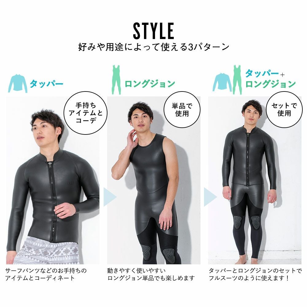 ウエットスーツ ロングジョン　ロングスリーブタッパー　セット　メンズ　ロンジョン 楽天市場】[P5倍]ロングジョン＆ロングタッパー セット 3mm ウェット