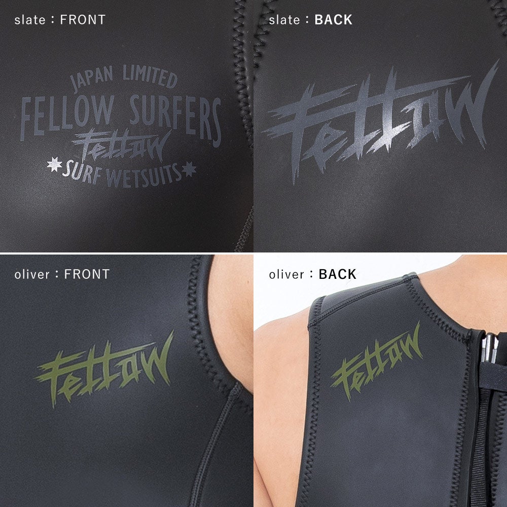 FELLOW メンズ スキン ショートジョン バックジップ 2mm M～XXL 全2色