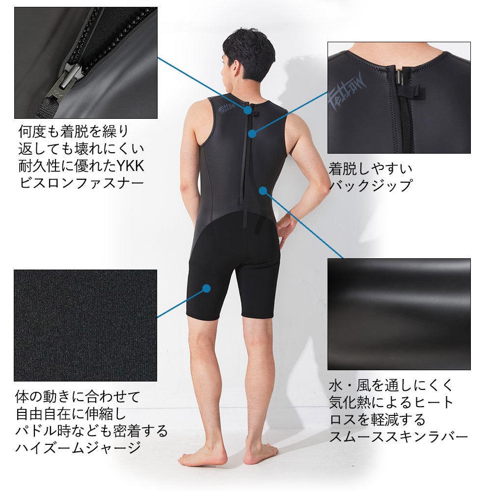 FELLOW メンズ スキン ショートジョン2mm ＆ タッパー3mm セット M