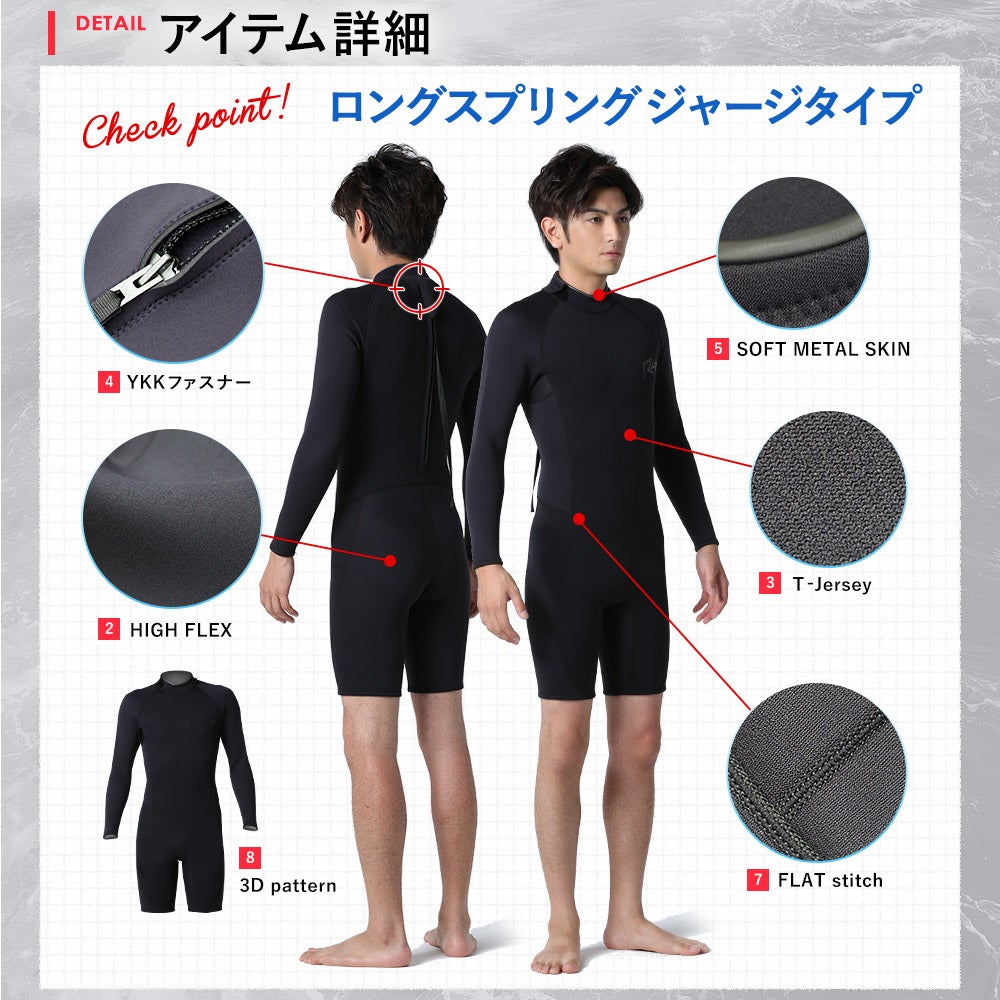 RSS SURF メンズ ロングスプリング バックジップ 2mm M～XXL 全1色
