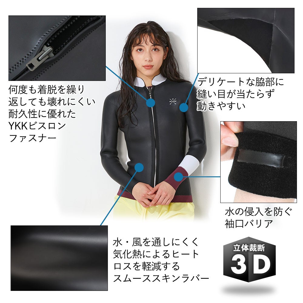 FELLOW レディース ロングジョン3mm ＆ スキンタッパー3mm セット S