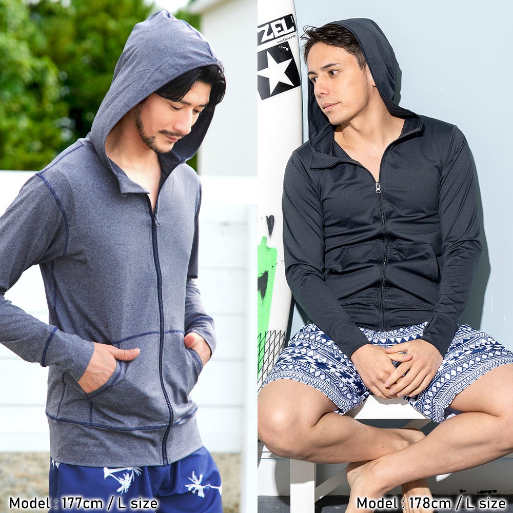 GRID SURF メンズ ラッシュガード パーカー フード付き S～3XL 全23色