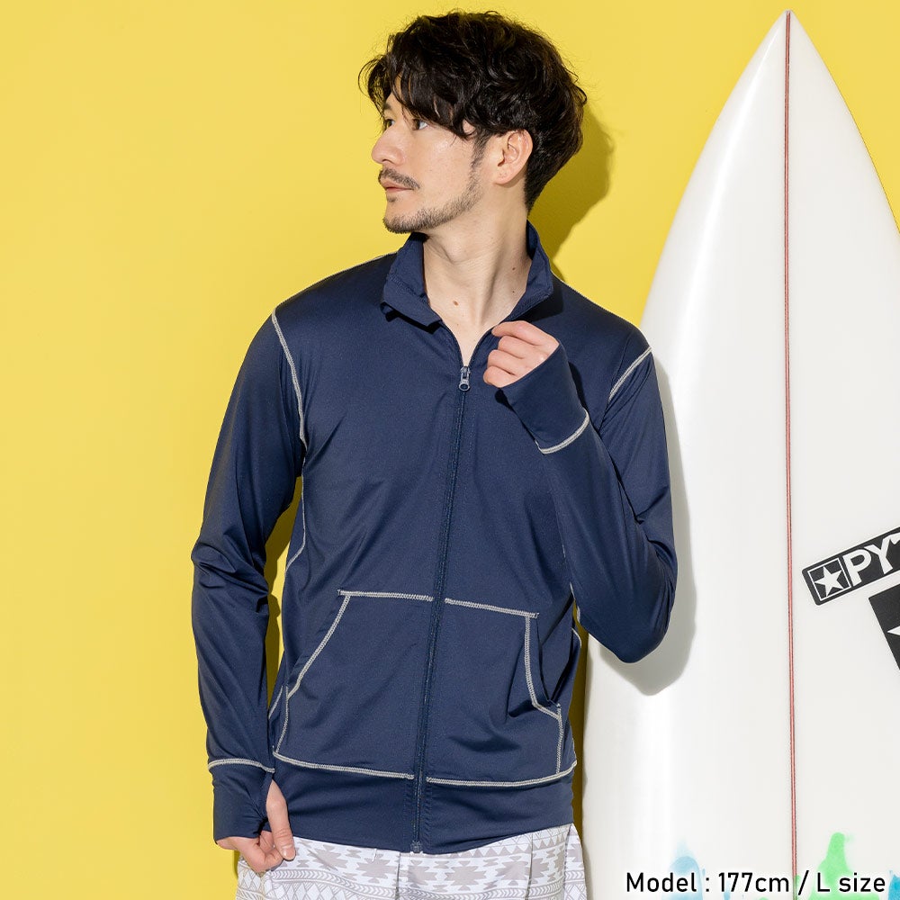 GRID SURF メンズ ラッシュガード ジップアップ S～3XL 全22色